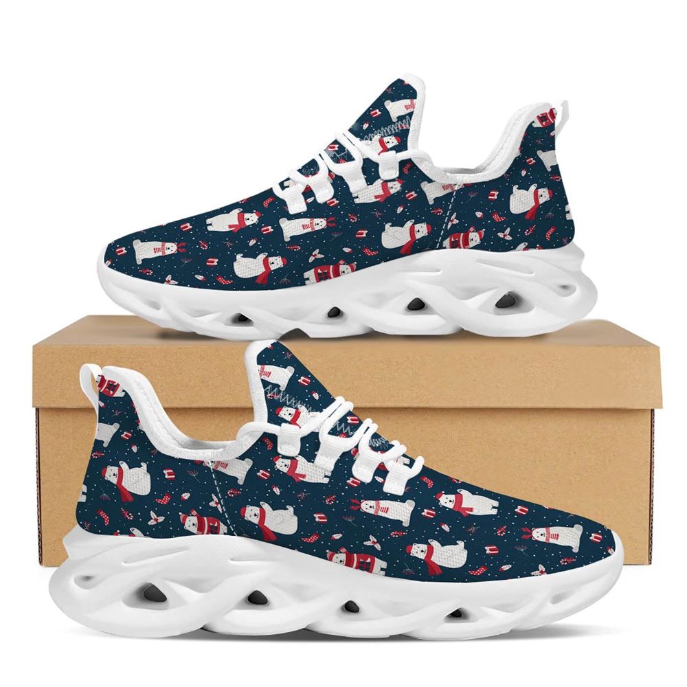 Polar Bear Christmas Print Pattern White Max Soul Shoes For Men Women, Best Running Sneaker, Christmas Shoes, Winter Fashion Shoes