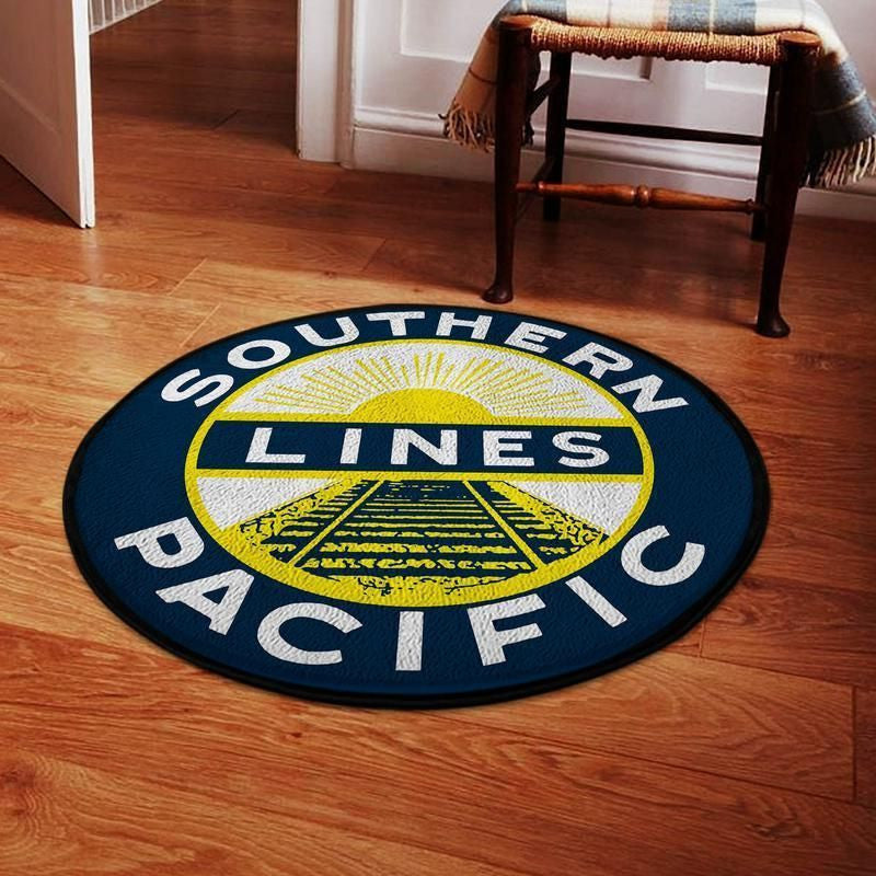 Southern Pacific Blue Living Room Round Mat Circle Rug