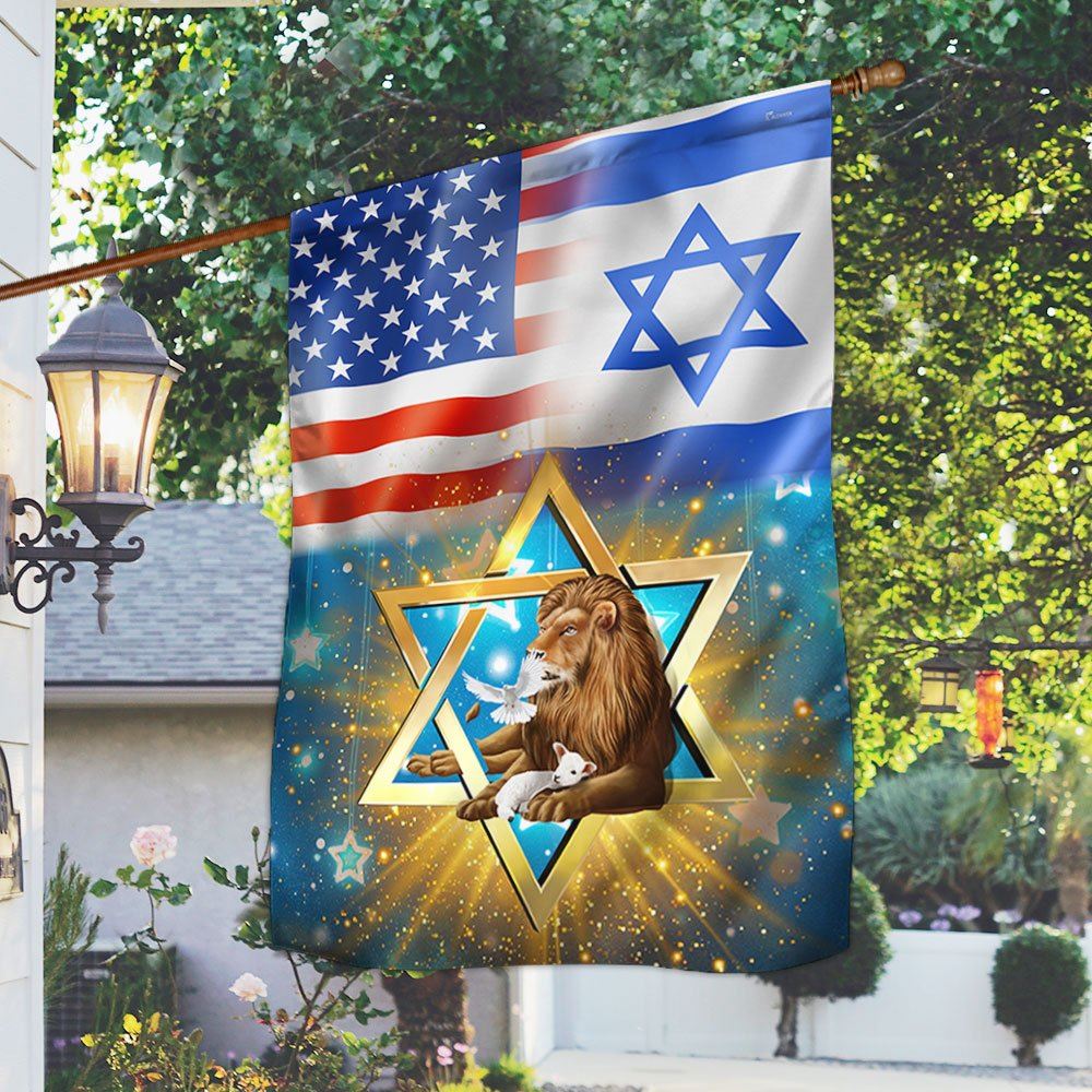 Lion Of Judah Flag Jewish American Flag, Outdoor House Flags, Christian Flag, Scripture Flag, Garden Banner