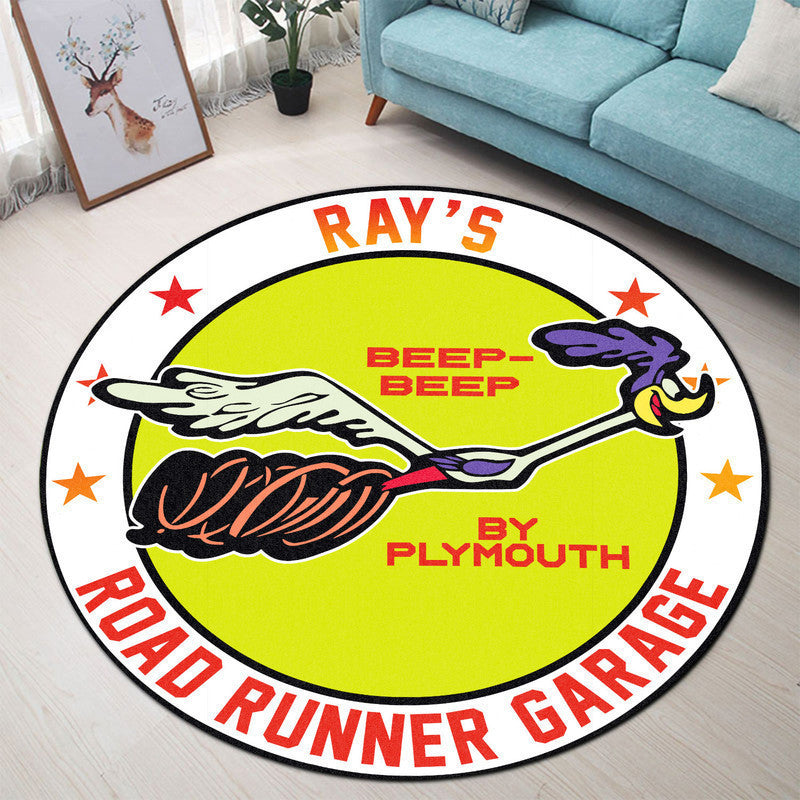 Personalized Road Runner Garage Round Mat Round Floor Mat Room Rugs Carpet Outdoor Rug Washable Rugs