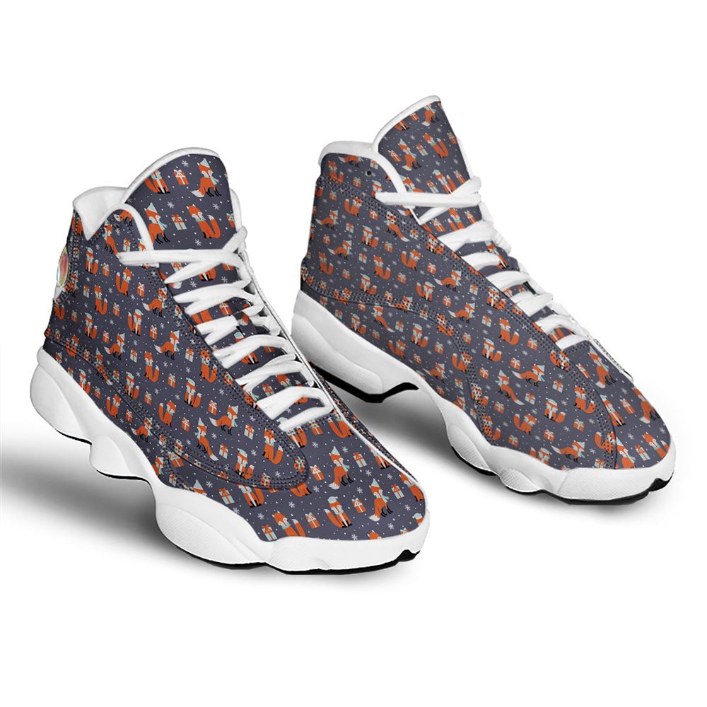 Christmas Basketball Shoes, Fox Christmas Print Pattern Jd13 Shoes For Men Women, Christmas Fashion Shoes