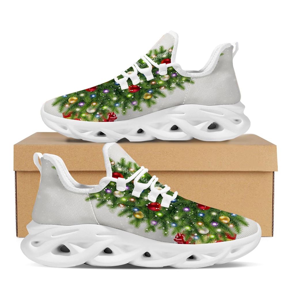 Snow And Christmas Tree Print White Max Soul Shoes For Men Women, Best Running Sneaker, Christmas Shoes, Winter Fashion Shoes