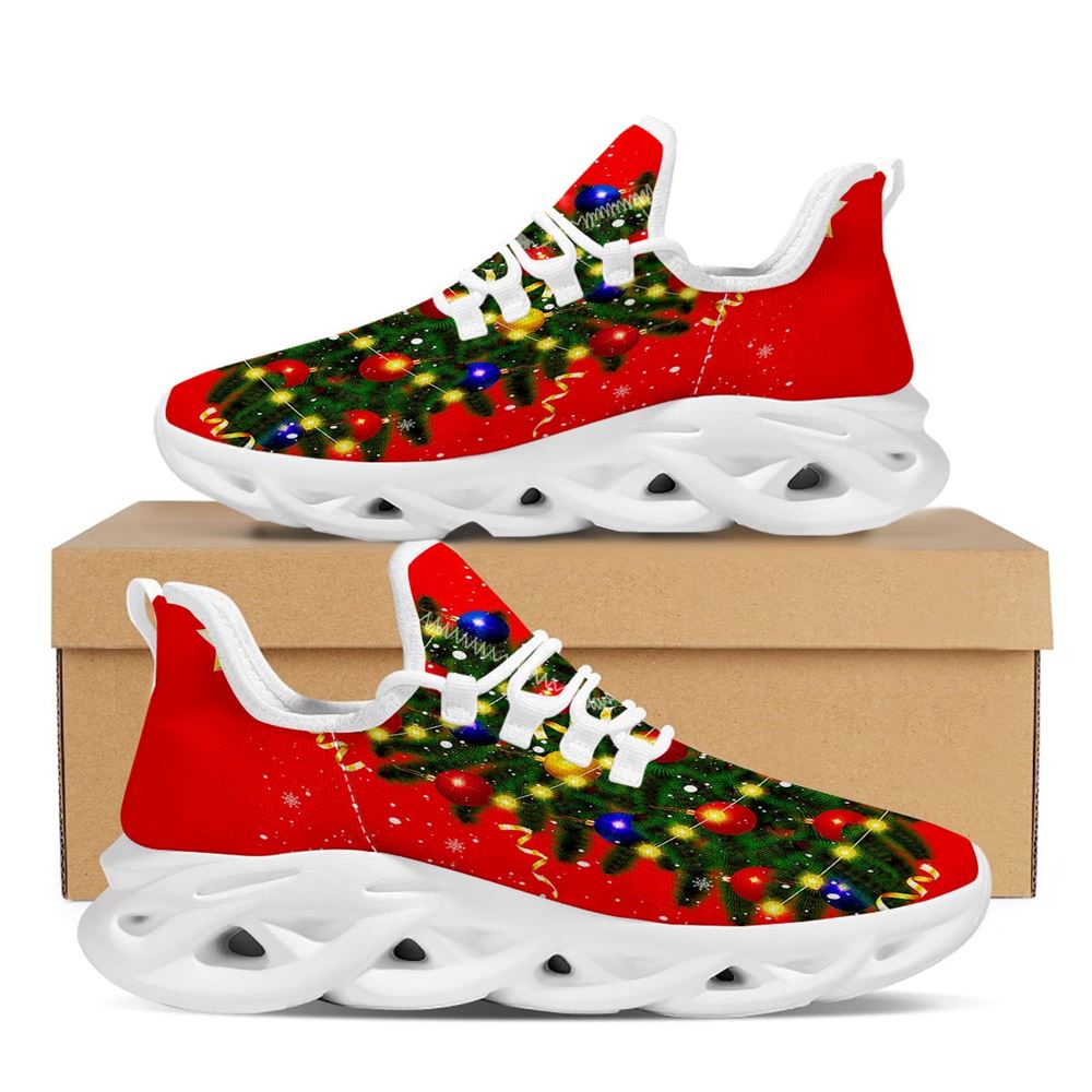 Lights Christmas Tree Print White Max Soul Shoes For Men Women, Best Running Sneaker, Christmas Shoes, Winter Fashion Shoes