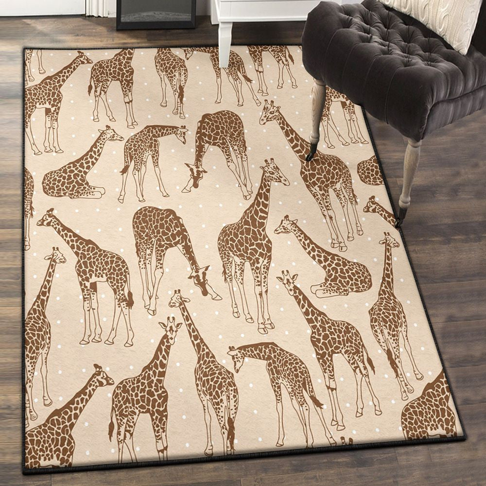 Design Playroom Rug Giraffe Pattern Design Print Rug Rectangle Rugs Washable Area Rug Non-Slip Carpet For Living Room Bedroom