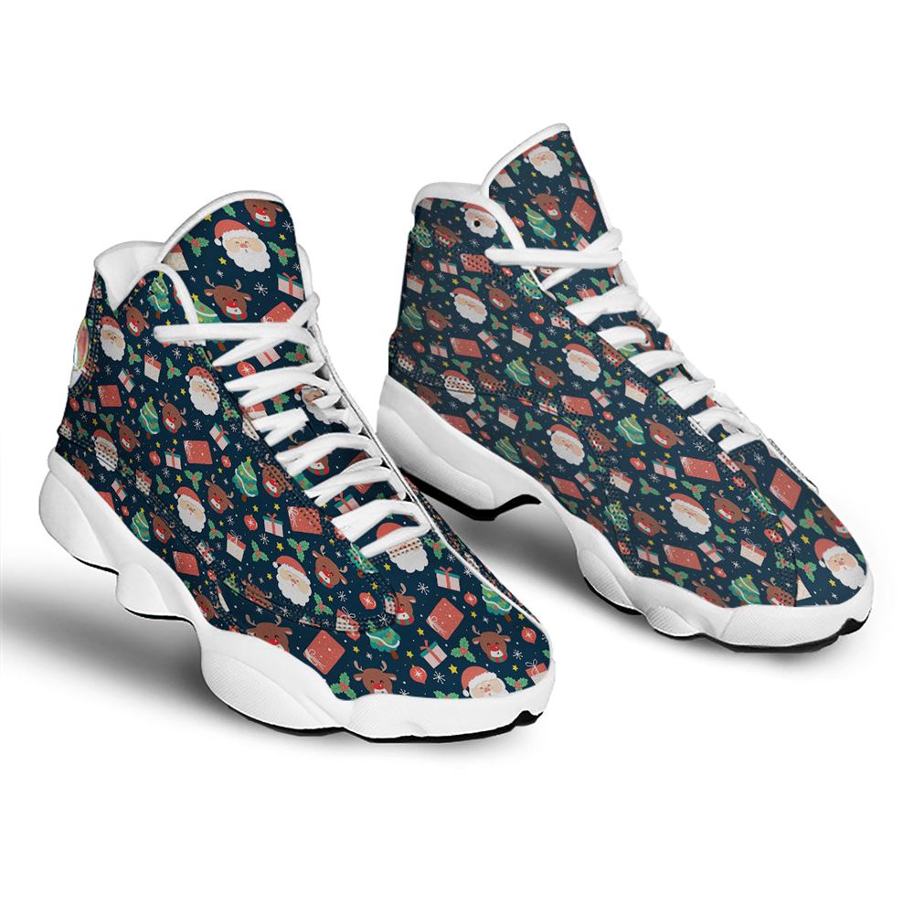 Christmas Basketball Shoes, Reindeer Christmas Santa Print Pattern Jd13 Shoes For Men Women, Christmas Fashion Shoes