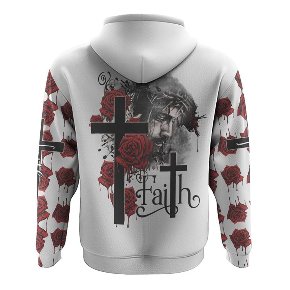 Faith Jesus Rose Watercolor All Over Print 3D Hoodie, Christian Hoodie, Christian Sweatshirt, Bible Verse Shirt