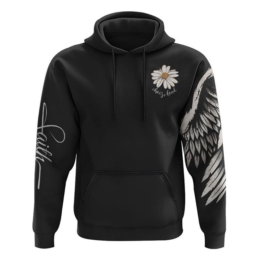 Daisy Wings Cross Faith All Over Print 3D Hoodie, Christian Hoodie, Christian Hoodie, Bible Verse Shirt