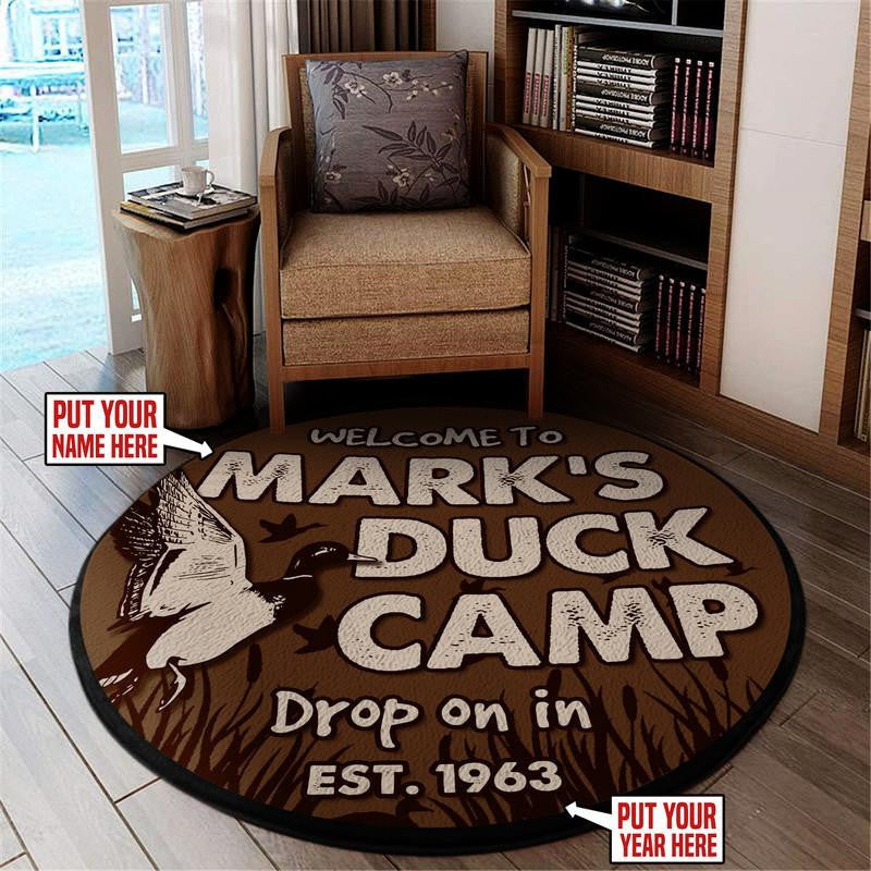 Personalized Welcome To Duck Camp Living Room Round Mat Circle Rug