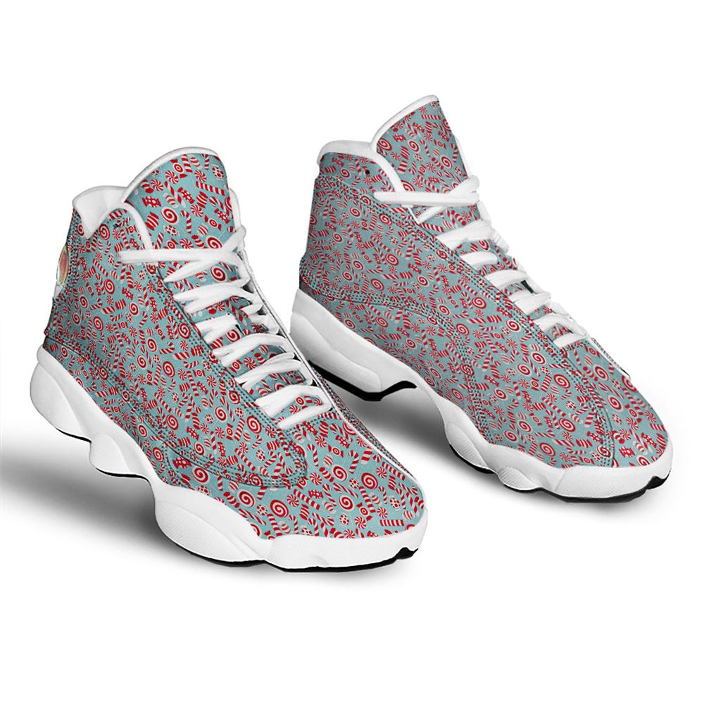 Christmas Basketball Shoes, Candy Cane Christmas Print Pattern Jd13 Shoes For Men Women, Christmas Fashion Shoes