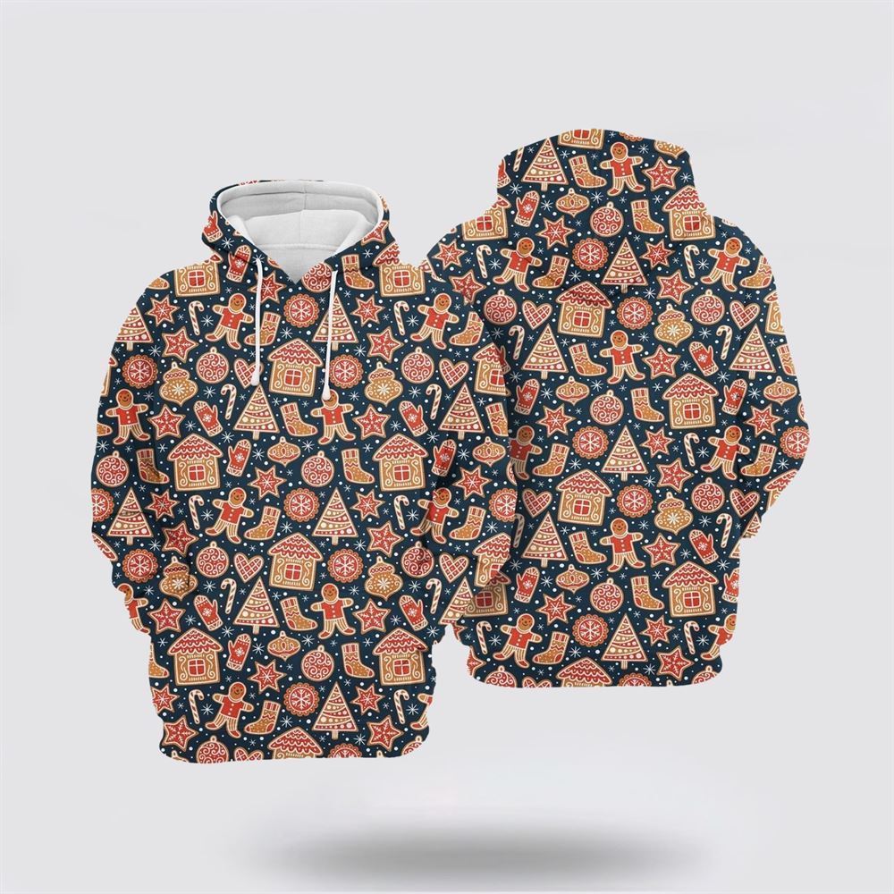 Christmas Gingerbread Cookie Pattern All Over Print 3D Hoodie For Men & Women, Christmas Hoodie Cute, Christmas Gift, Christmas Fashion