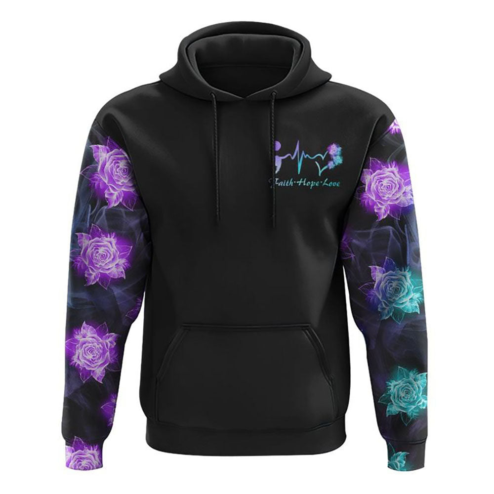 Blue Purple Wing Rose Cross Smoke All Over Print 3D Hoodie, Christian Hoodie, Christian Hoodie, Bible Verse Shirt