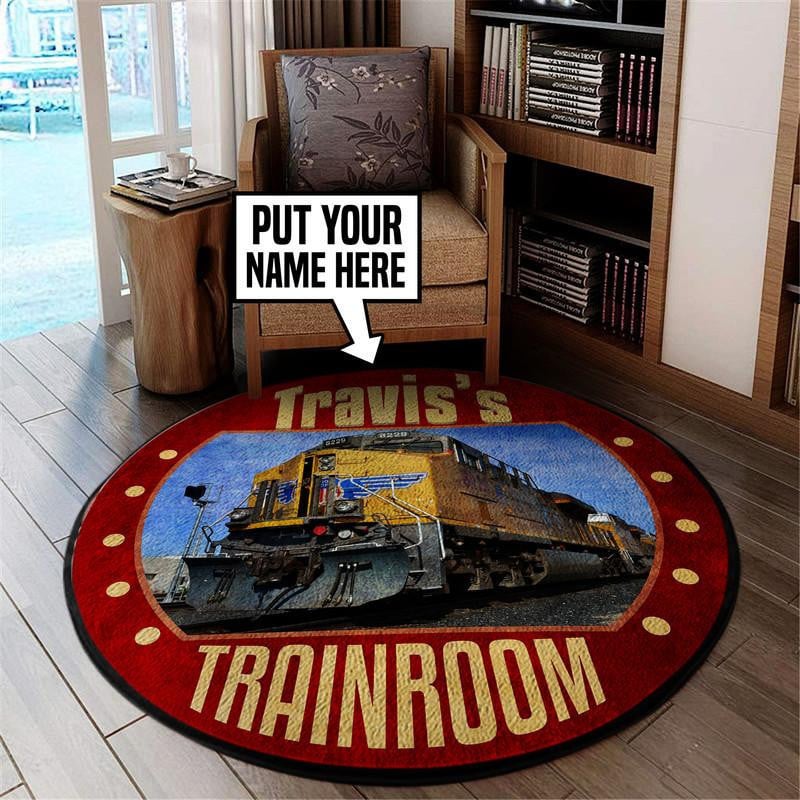 Personalized Up Union Pacific Railroad Living Room Round Mat Circle Rug