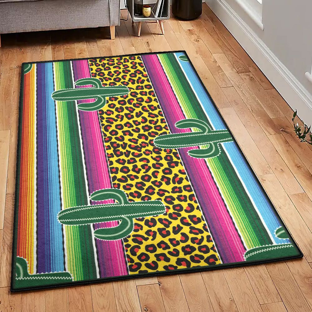 Desert Plant Playroom Rug Cactus Rug Rectangle Rugs Washable Area Rug Non-Slip Carpet For Living Room Bedroom