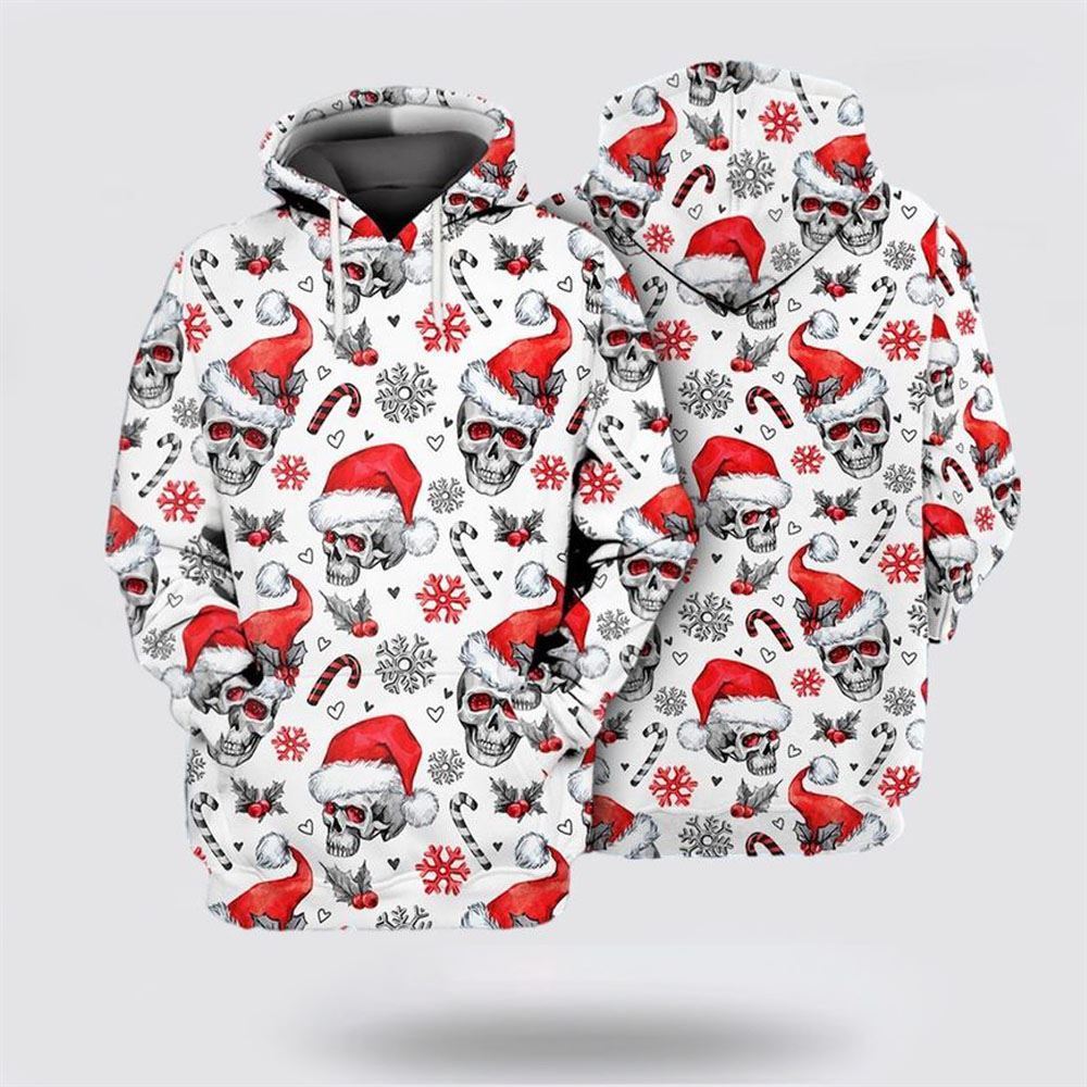 Christmas Skull Candy Cane All Over Print 3D Hoodie For Men & Women, Christmas Hoodie Cute, Christmas Gift, Christmas Fashion