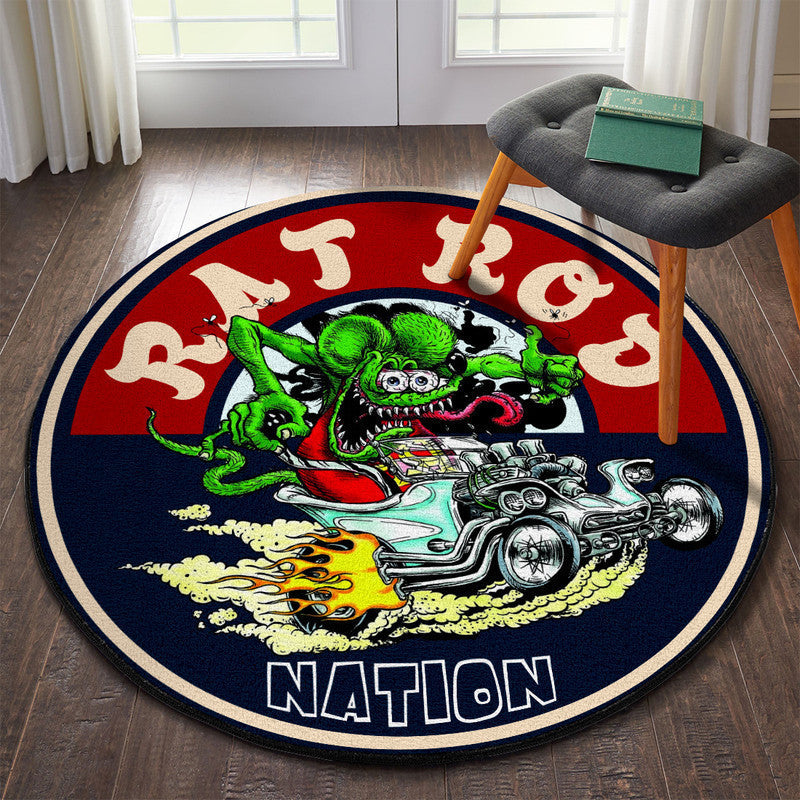 Rat Rod Nation Round Mat Round Floor Mat Room Rugs Carpet Outdoor Rug Washable Rugs