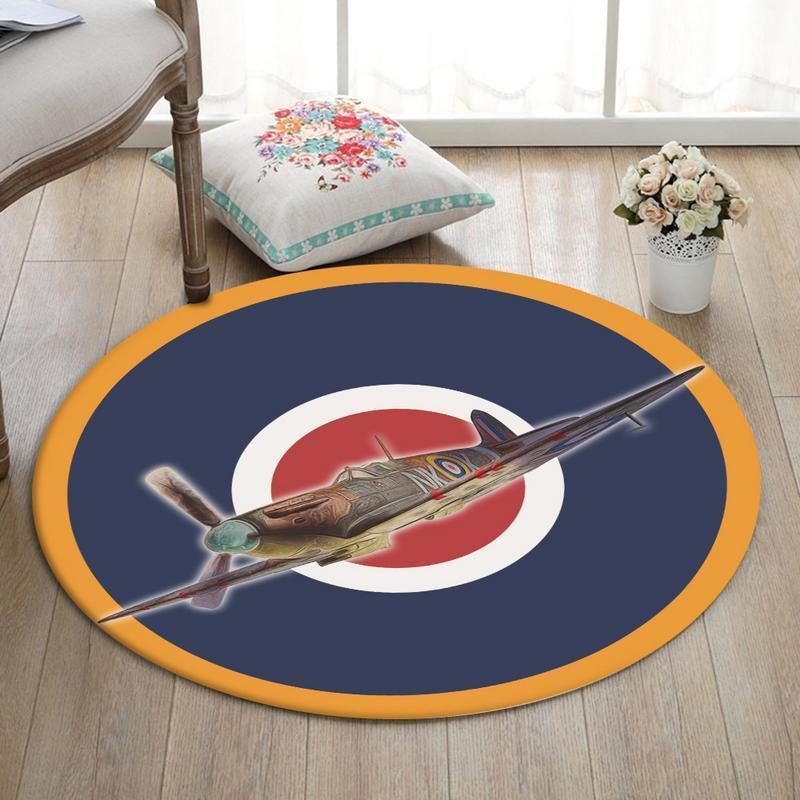 Supermarine Living Room Round Mat Circle Rug Military Aircraft Rugs