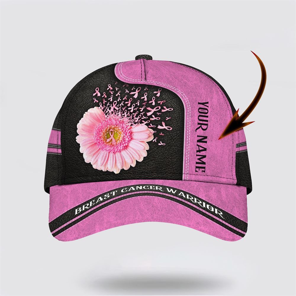 Customized Breast Cancer Awareness Pink And Black Print Baseball Cap, Gifts For Breast Cancer Patients, Breast Cancer Hat