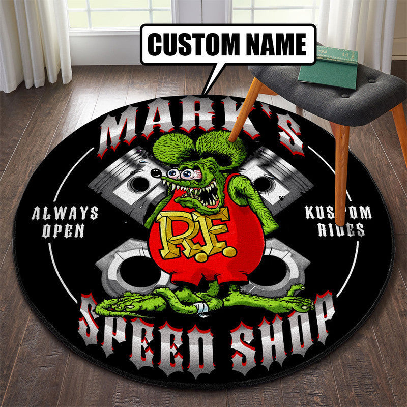 Personalized Hot Rod Round Mat Round Floor Mat Room Rugs Carpet Outdoor Rug Washable Rugs