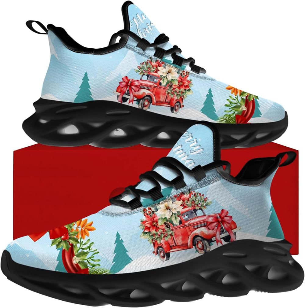 Christmas Running Shoes, Merry Christmas Car Max Soul Shoes For Men Women, Christmas Shoes, Winter Fashion Shoes