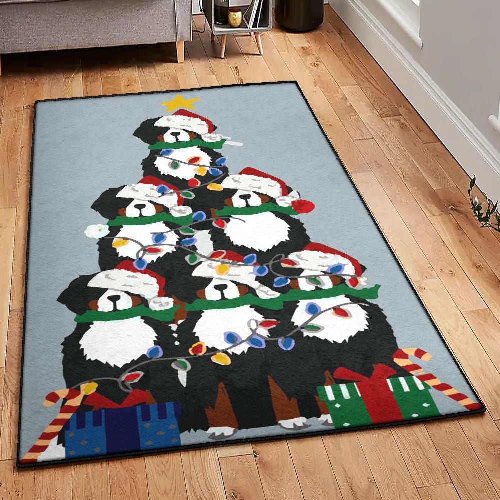 Dog Bedroom Rugs Bernese Mountain Dog Christmas Rug Rectangle Rugs Washable Area Rug Non-Slip Carpet For Living Room Bedroom