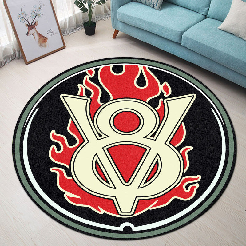 V8 Power Hot Rods Automotive Garage Round Mat Round Floor Mat Room Rugs Carpet Outdoor Rug Washable Rugs