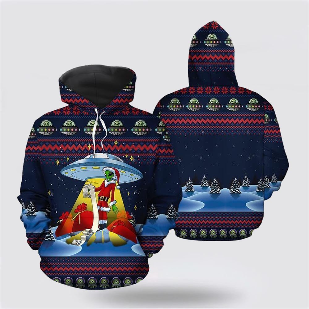 Alien Christmas All Over Print 3D Hoodie For Men & Women, Christmas Hoodie Cute, Christmas Gift, Christmas Fashion