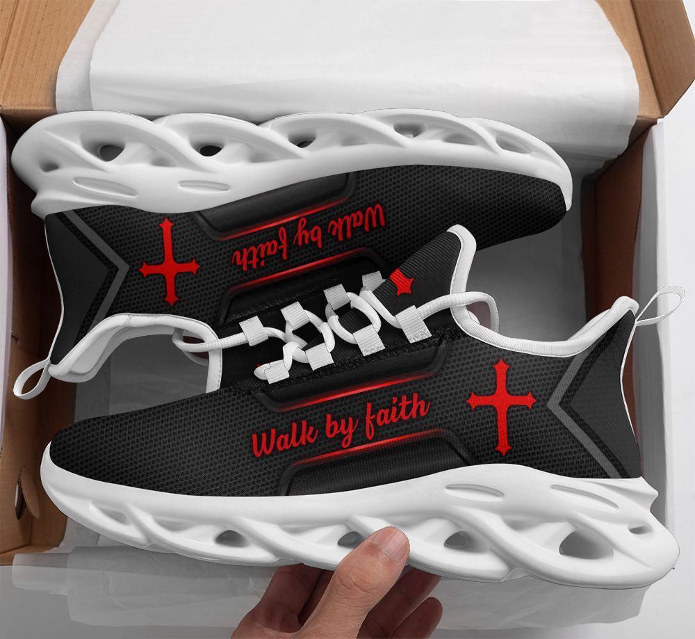 Christian Best Running Shoes, Jesus Black Walk By Faith Running Shoes Max Soul Shoes For Men And Women, Jesus Fashion Shoes