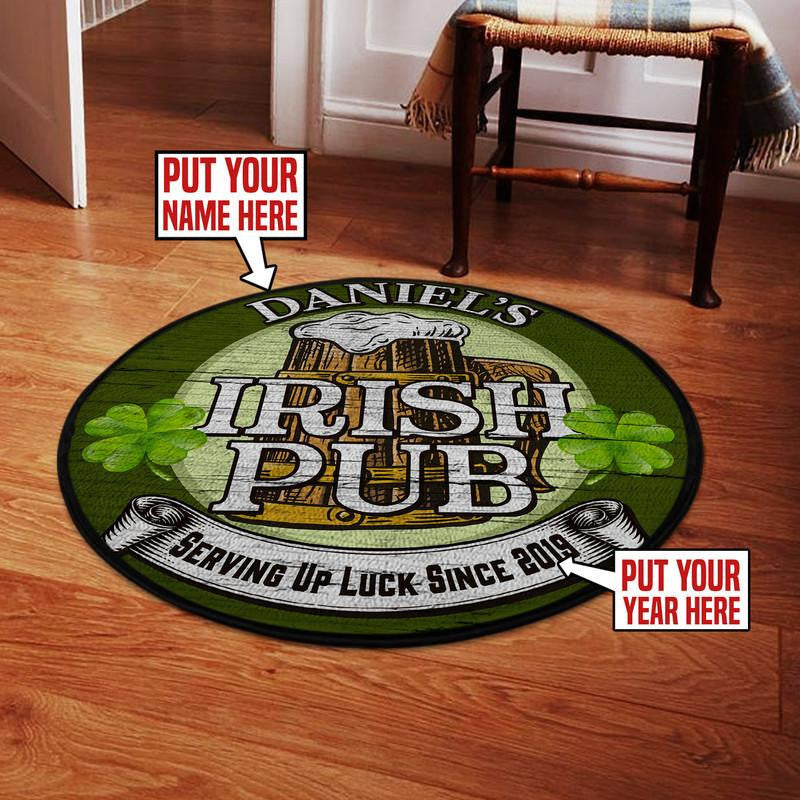 Personalized Irish Pub Round Mat Round Floor Mat Room Rugs Carpet Outdoor Rug Washable Rugs