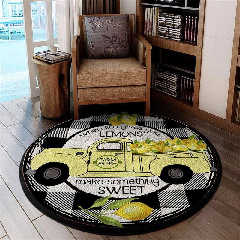 When Life Gives You Lemons Make Something Sweet Living Room Round Mat Circle Rug