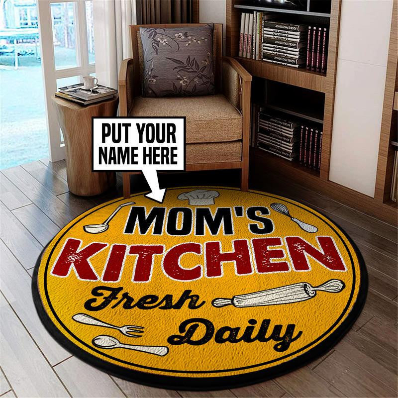 Personalized Mom's Kitchen Living Room Round Mat Circle Rug