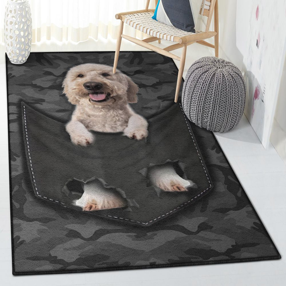 Dog Non Shedding Goldendoodle Dog Pocket Rug Rectangle Rugs Washable Area Rug Non-Slip Carpet For Living Room Bedroom