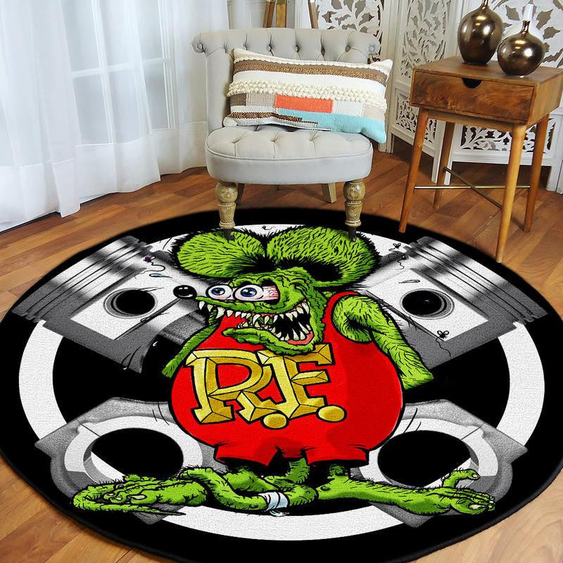 Rat Fink Round Mat 07377 Living Room Rugs, Bedroom Rugs, Kitchen Rugs