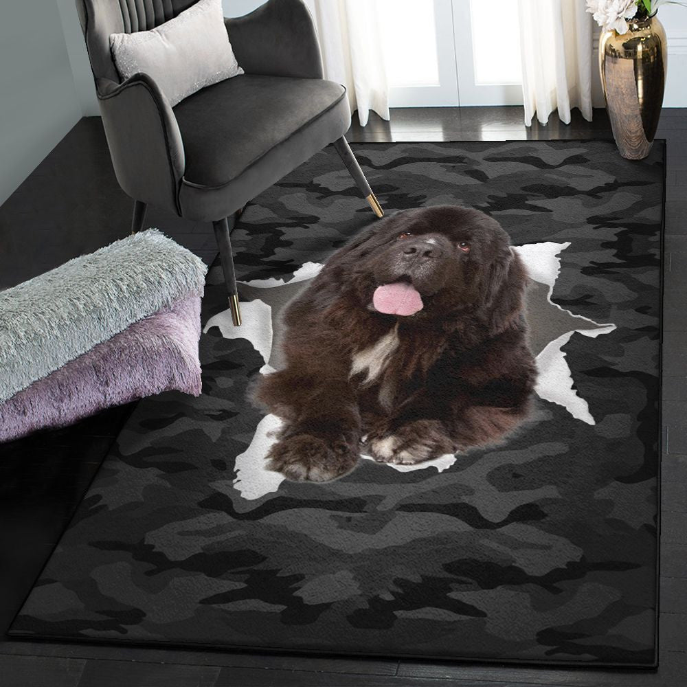 Dog Lovers Playroom Rug Newfoundland Dog Rug Rectangle Rugs Washable Area Rug Non-Slip Carpet For Living Room Bedroom