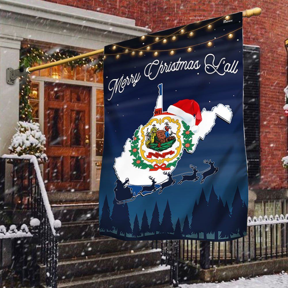 West Virginia State Merry Christmas Y'all Flag, Christmas Garden Flag, Home Decor Accessories, Christmas Outdoor Decor Ideas