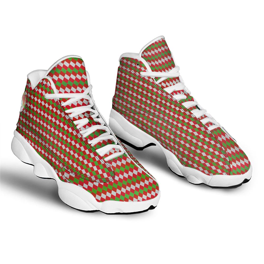 Christmas Basketball Shoes, Argyle Christmas Themed Print Pattern Jd13 Shoes For Men Women, Christmas Fashion Shoes