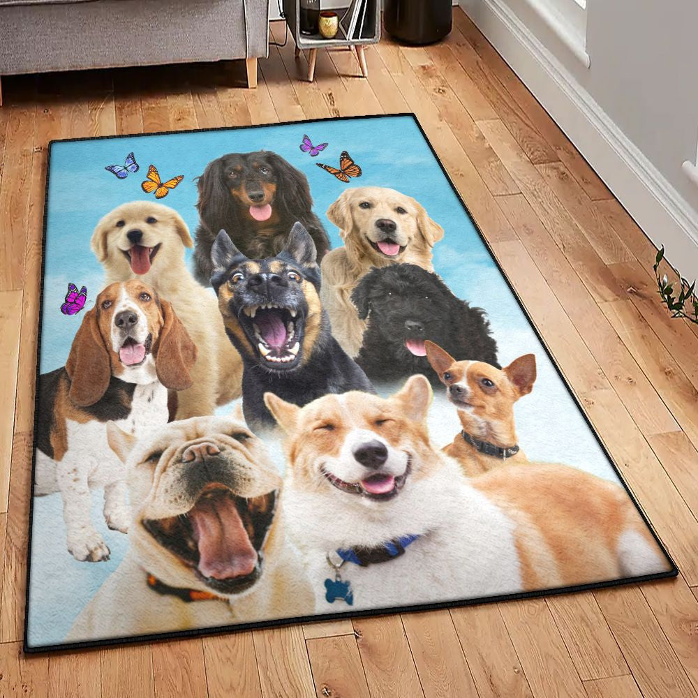 Dog Lovers Kitchen Rugs Dog Animals Rug Rectangle Rugs Washable Area Rug Non-Slip Carpet For Living Room Bedroom