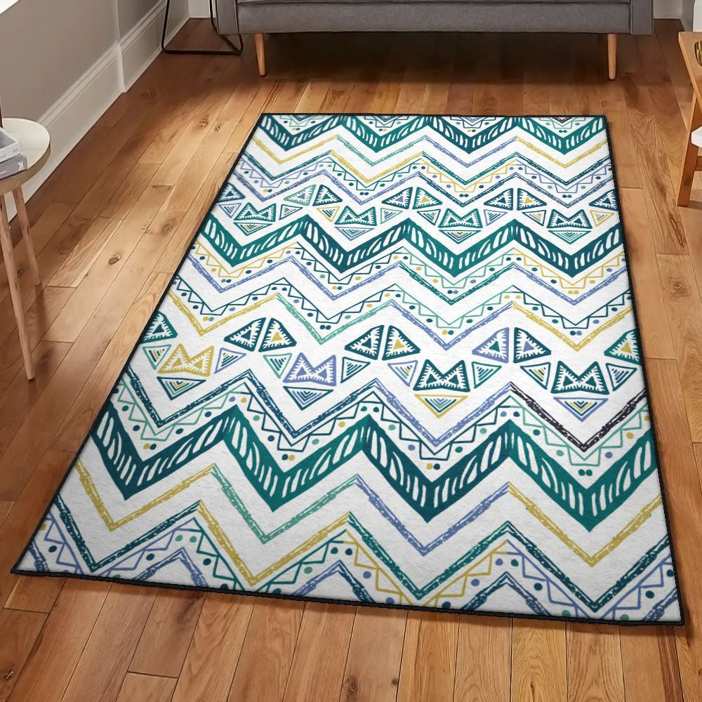 Design Bedroom Rugs Zigzag Chevron Paint Design Rug Rectangle Rugs Washable Area Rug Non-Slip Carpet For Living Room Bedroom