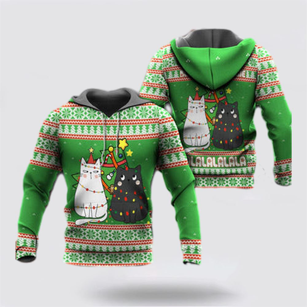 Cat Wreck The Tree Meowy Christmas All Over Print 3D Hoodie For Men And Women, Christmas Cat Hoodie, Christmas Hoodie Cute, Christmas Fashion