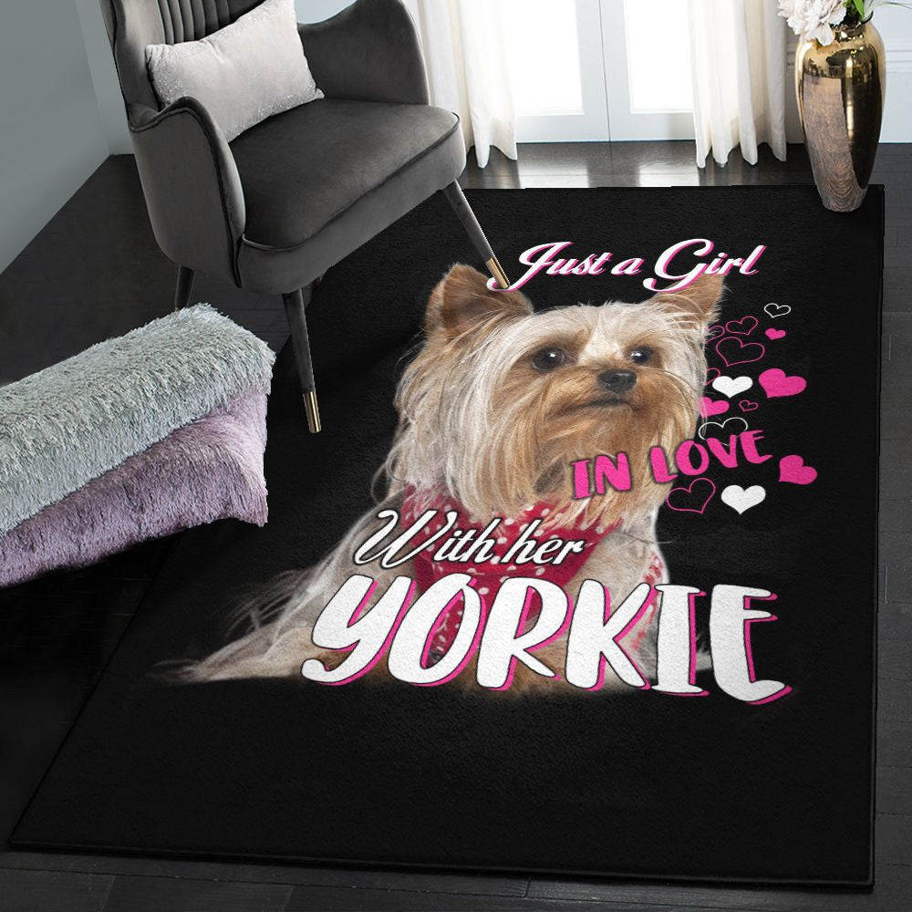 Dog Mom Gift Washable Rugs Yorkie 1 Rug Rectangle Rugs Washable Area Rug Non-Slip Carpet For Living Room Bedroom