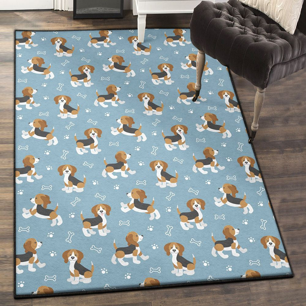 Dog Modern Rugs Beagle Paw Dog Bone Rug Rectangle Rugs Washable Area Rug Non-Slip Carpet For Living Room Bedroom