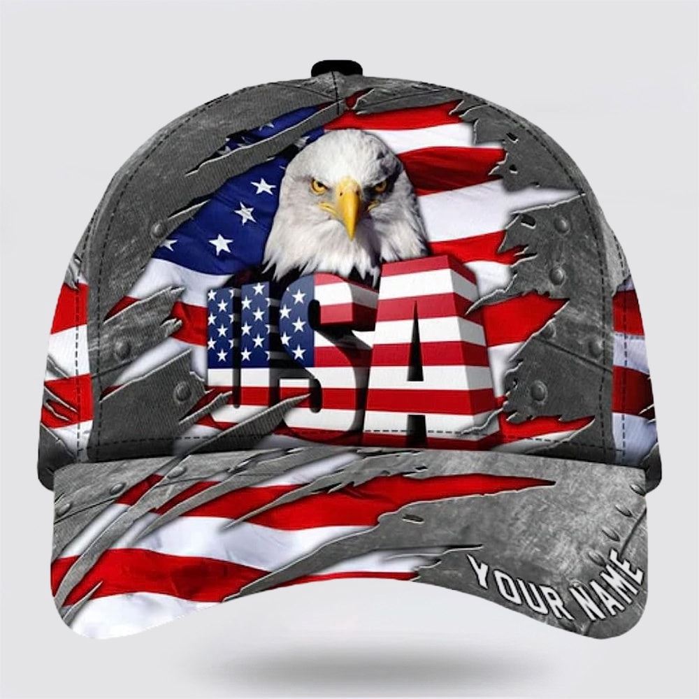 American Flag Bad Eagle Custom Name Baseball Cap, Christian Baseball Cap, Religious Cap, Jesus Gift, Jesus Hat