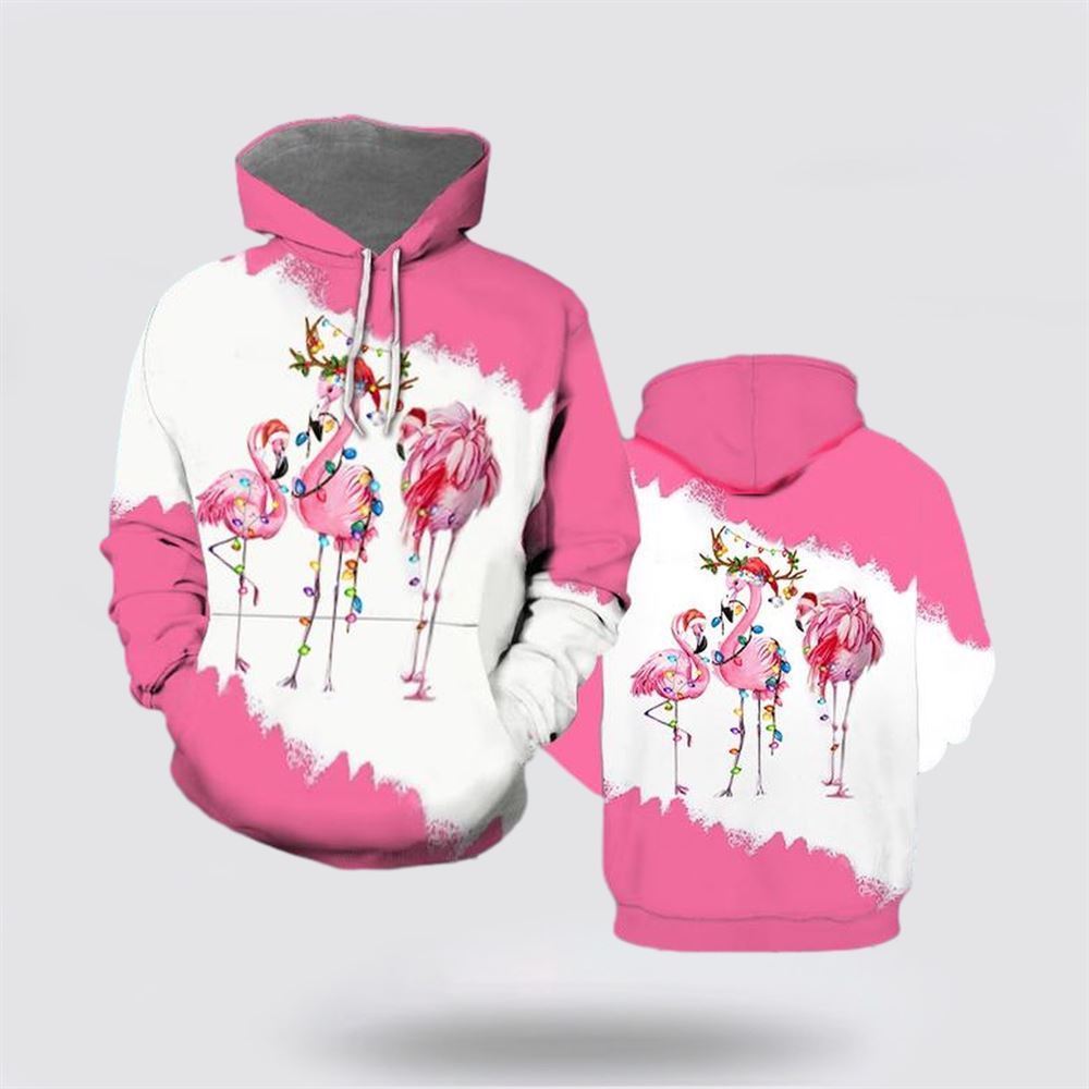 Christmas Flamingo All Over Print 3D Hoodie For Men & Women, Christmas Hoodie Cute, Christmas Gift, Christmas Fashion