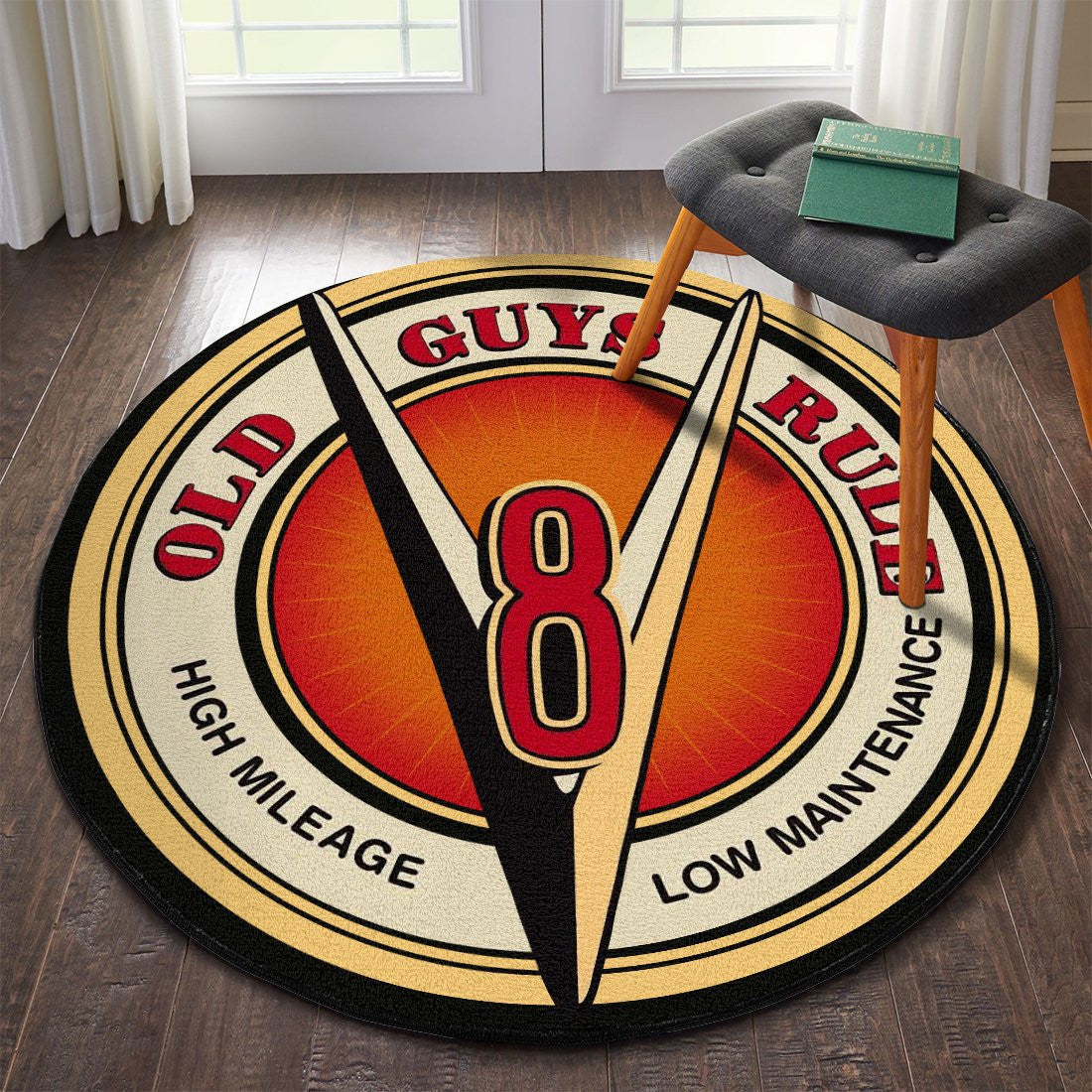 V8 Hot Rod Round Mat Round Floor Mat Room Rugs Carpet Outdoor Rug Washable Rugs