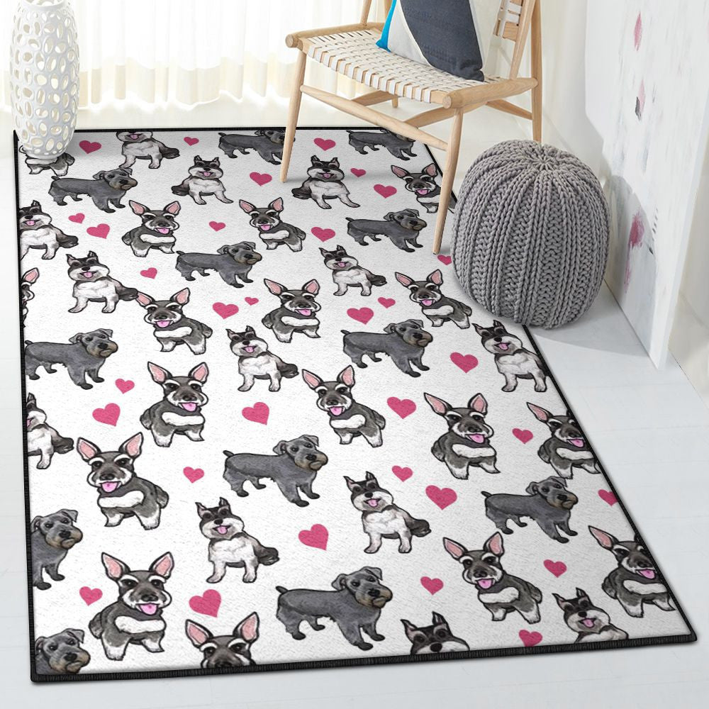 Dog Modern Rugs Schnauzer Dog Rug Rectangle Rugs Washable Area Rug Non-Slip Carpet For Living Room Bedroom