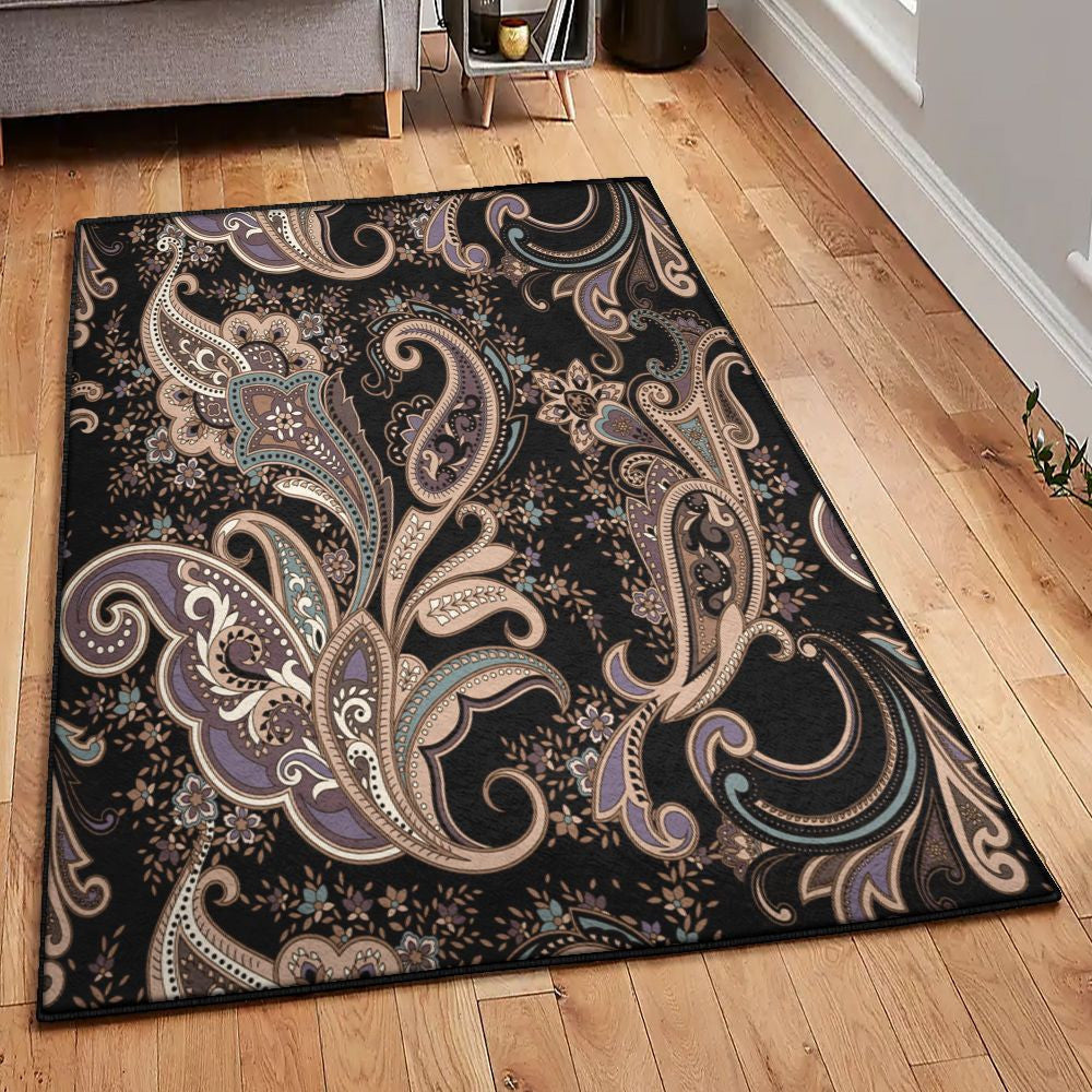 Design Playroom Rug Paisley Mandala Design Print Rug Rectangle Rugs Washable Area Rug Non-Slip Carpet For Living Room Bedroom