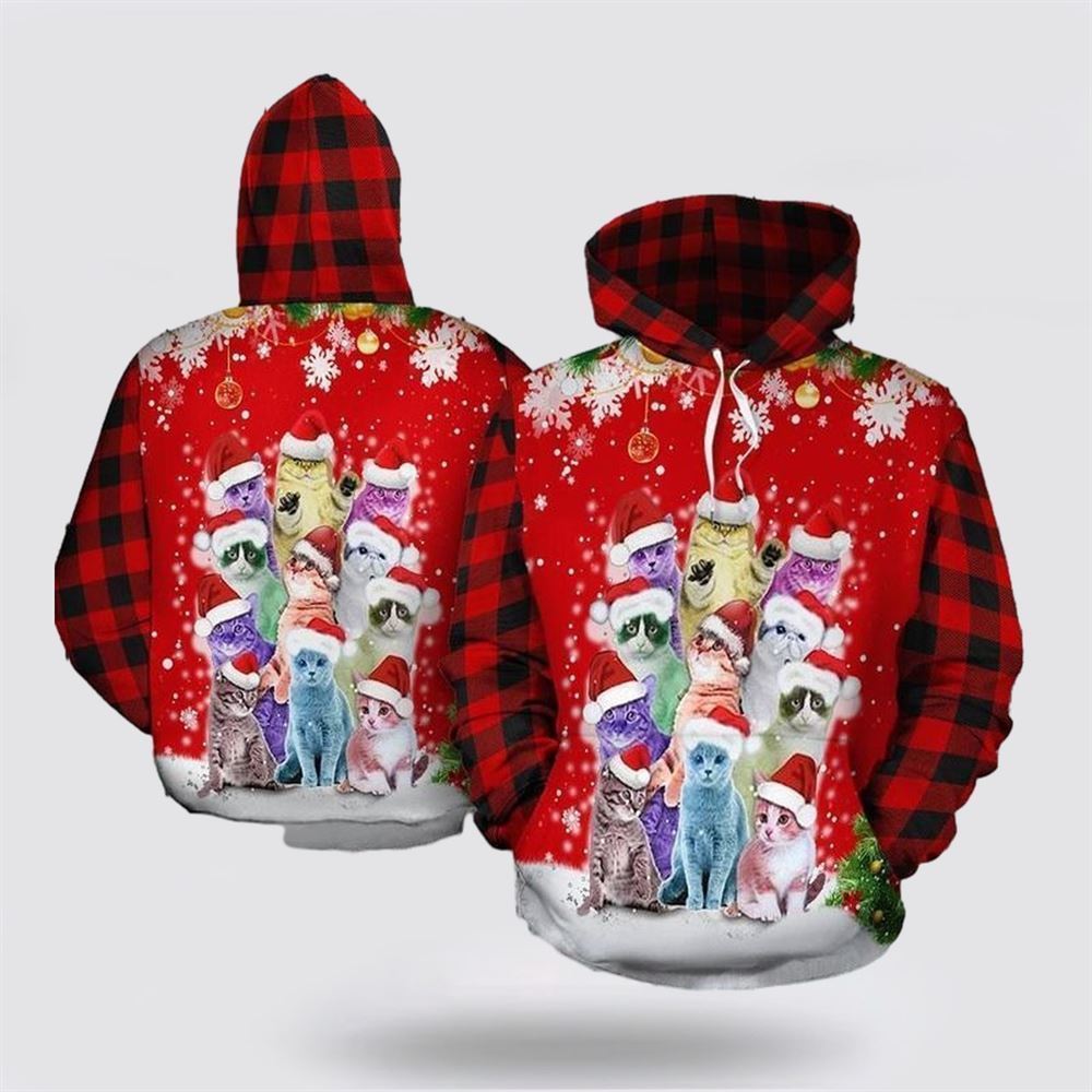 Christmas Cat All Over Print 3D Hoodie For Men And Women, Christmas Cat Hoodie, Christmas Hoodie Cute, Christmas Fashion