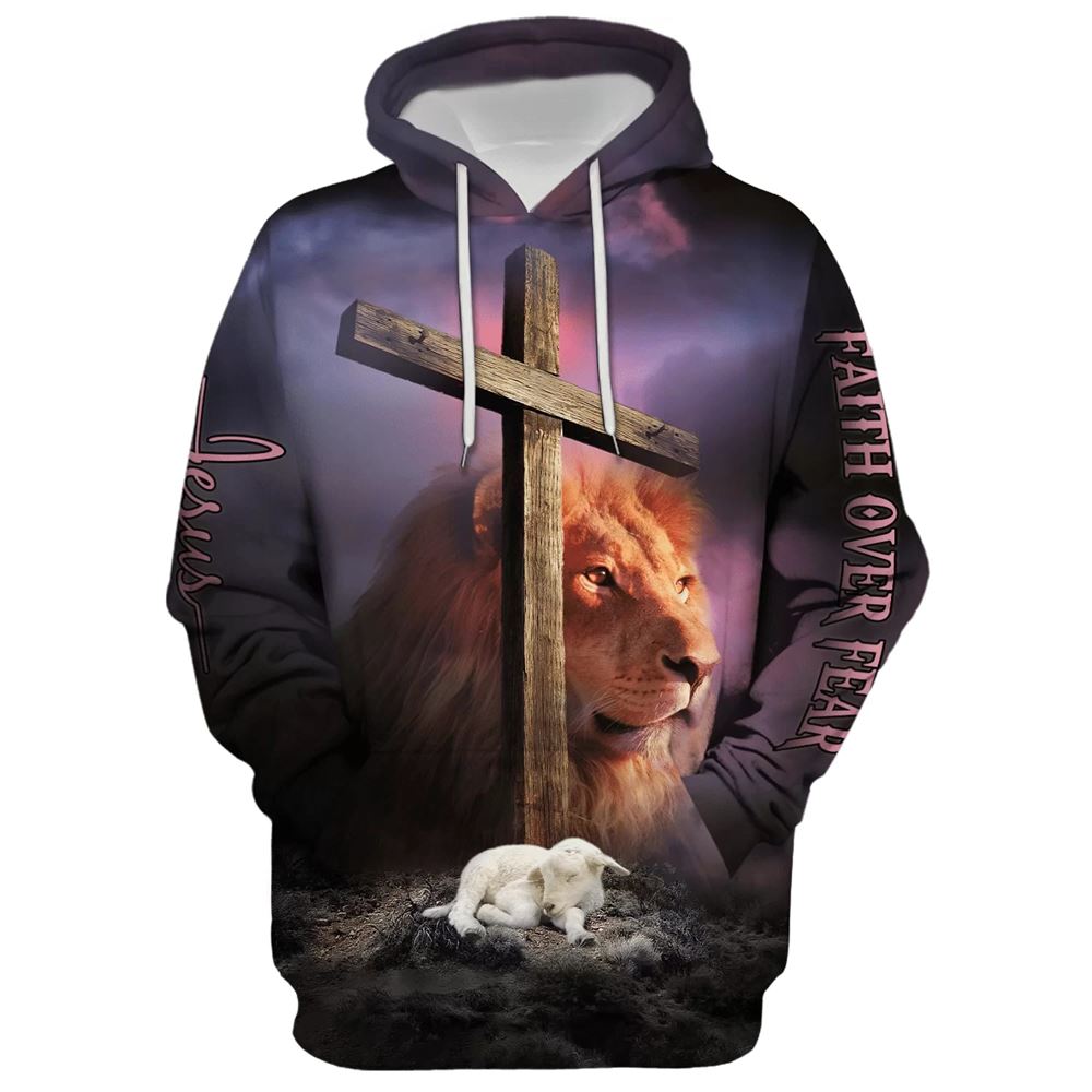 Christian Jesus Lion And The Lamb Hoodie For Men & Women, God 3D Printed Hoodie, Christian Apparel Hoodies