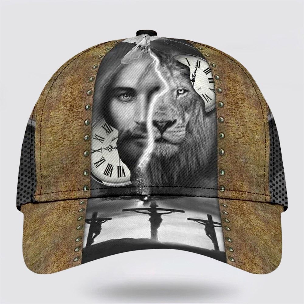 The Lion And Jesus Face Classic Hat All Over Print Baseball Cap, God Cap, Gift Ideas For Male