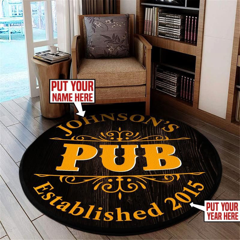 Personalized Pub Living Room Round Mat Circle Rug