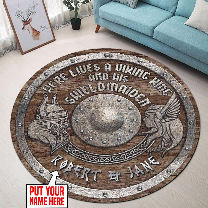 Personalized Viking Living Room Round Mat Circle Rug